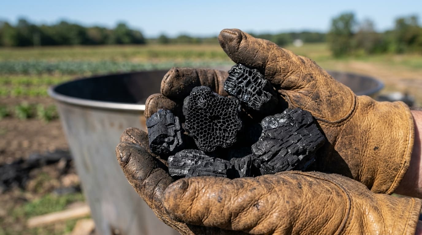 Freshly quenched high-quality porous black biochar produced from Kon-Tiki kiln